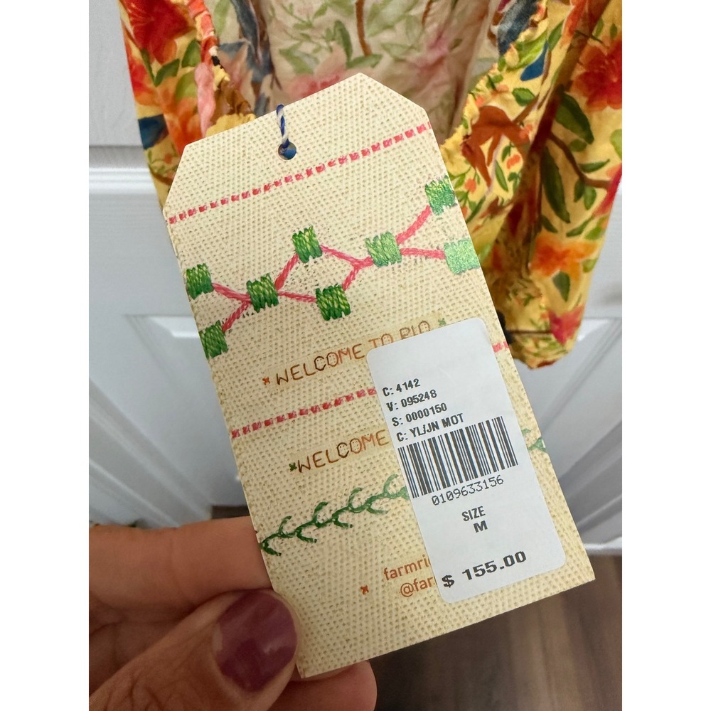 Farm Rio x Anthropologie Yellow Tropical Jungle Halter Mini Dress Size M NWT - Picture 5 of 6